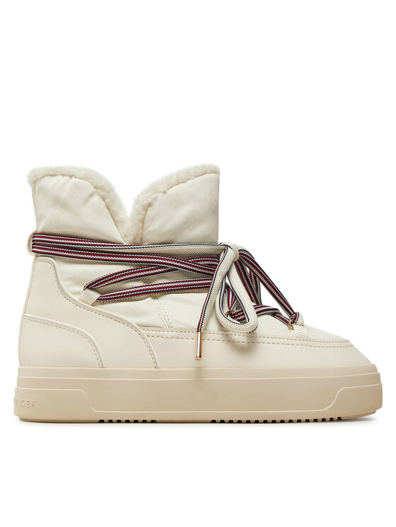 Tommy Hilfiger Tommy Hilfiger Hótaposó Snowboot Monogram Faux Fur FW0FW08389 Bézs