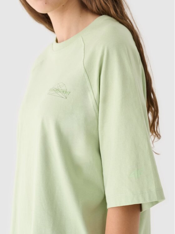 4F 4F T-Shirt 4FRAW24TTSHF2583-43S Πράσινο Oversize
