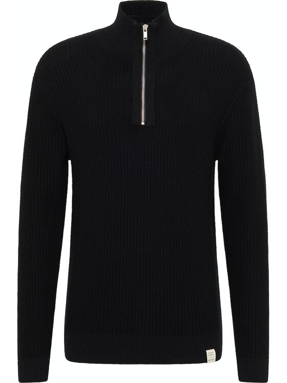 Mustang Mustang Sweter Style Emil T Ziptroyer Czarny Regular Fit