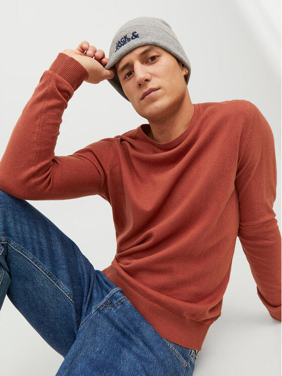 Jack & Jones Jack & Jones Sweter 12208364 Pomarańczowy Regular Fit