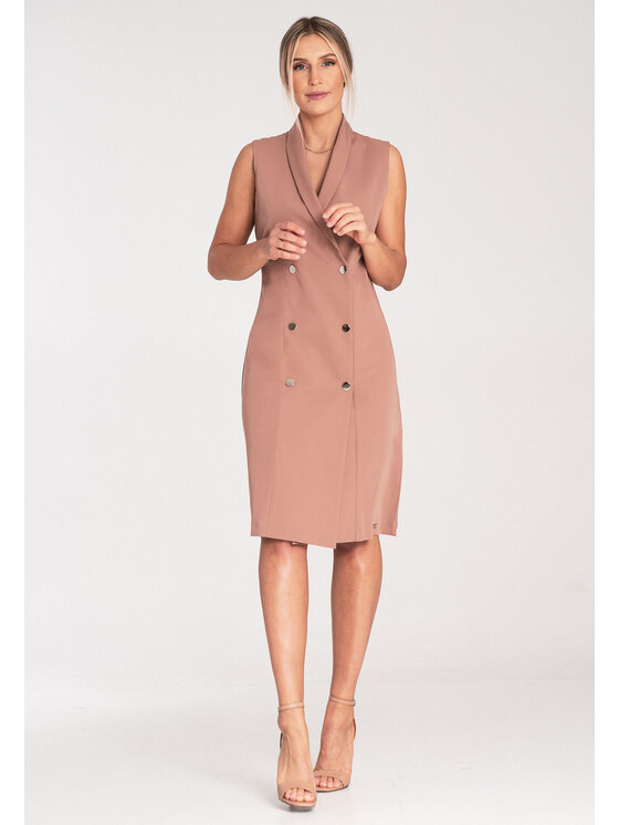 FIGL FIGL Sukienka codzienna M1067 Beżowy Regular Fit