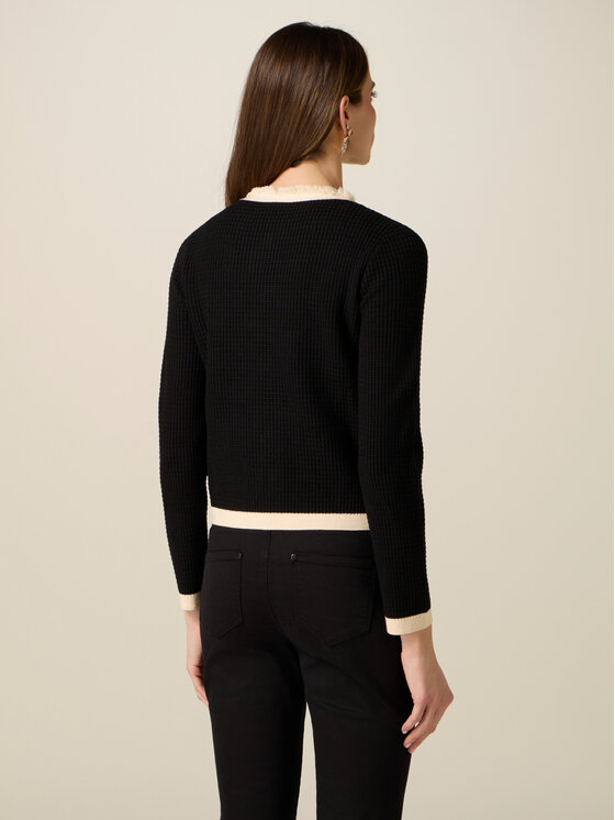 Oltre Oltre Sweter M140J005448N0Z3 Czarny Boxy Fit