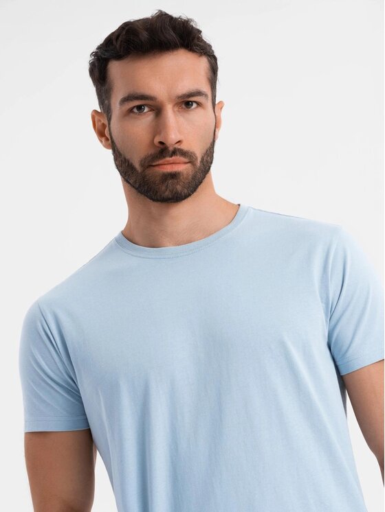Ombre Ombre T-Shirt OM-TSBS-0236 Niebieski Regular Fit