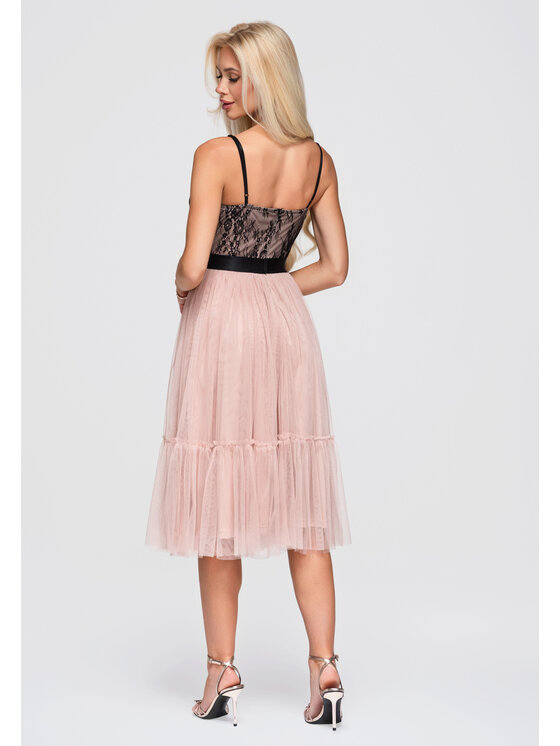 Ombre Ombre Sukienka wieczorowa LA-OM-DLR397 Beżowy Slim Fit