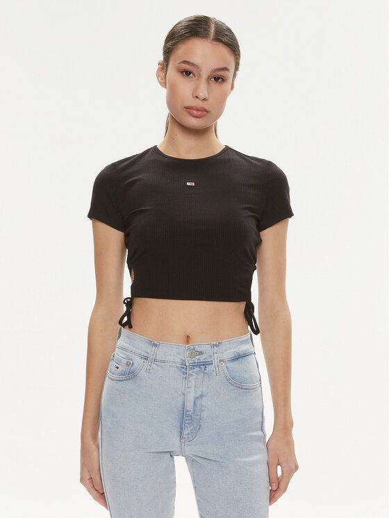 Női Póló Tommy Jeans, Méret: L, Fekete, DW0DW17902