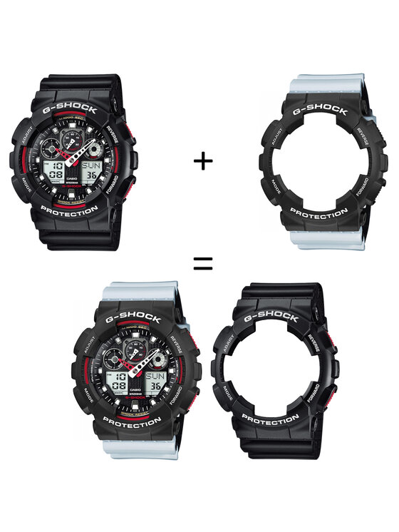 Casio Casio Zegarek SET GA-100-1A4ER + BEZEL 10508136 + PASEK 10527469 Biały