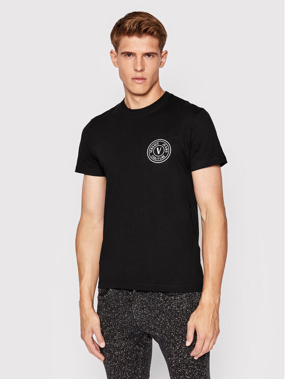 Versace Jeans Couture Versace Jeans Couture T-Shirt Vemblem Rub 73GAHT06 Czarny Regular Fit