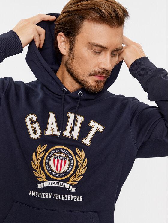 Gant Gant Bluza Crest Hoodie 2006069 Granatowy Relaxed Fit