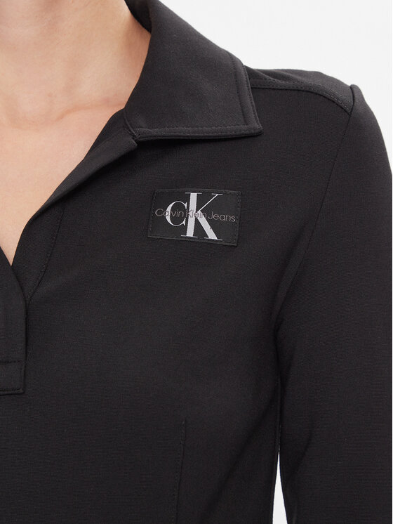 Calvin Klein Jeans Calvin Klein Jeans Μπλουζάκι Polo Collar Milano Regular Top J20J222556 Μαύρο Regular Fit