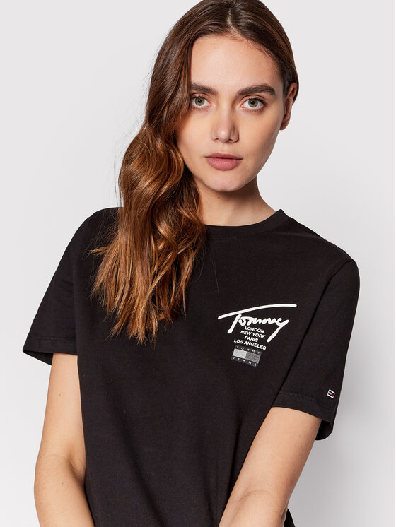 Tommy Jeans Tommy Jeans Kleid für den Alltag Modern Signature DW0DW12876 Schwarz Relaxed Fit