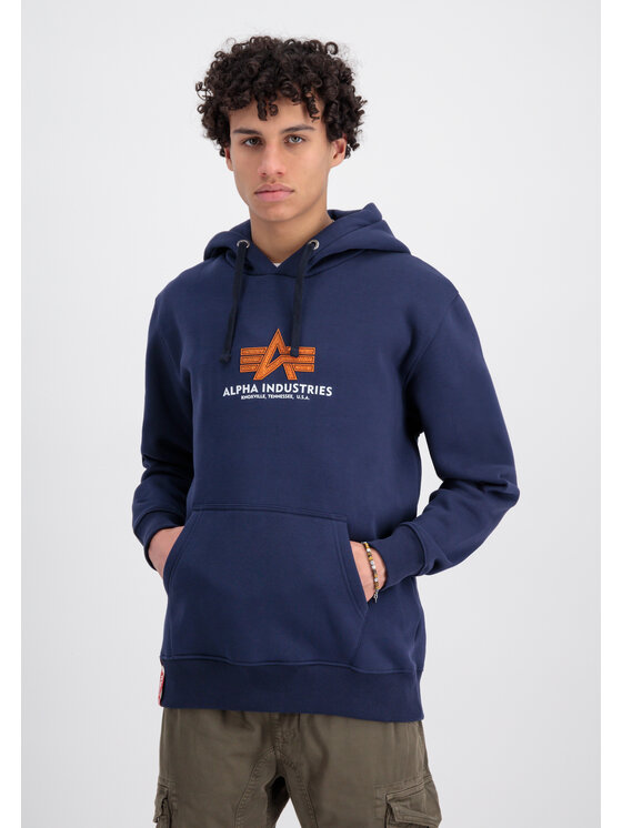 Alpha Industries Alpha Industries Bluza Basic Big Logo Rubber Hoodie Granatowy Regular Fit