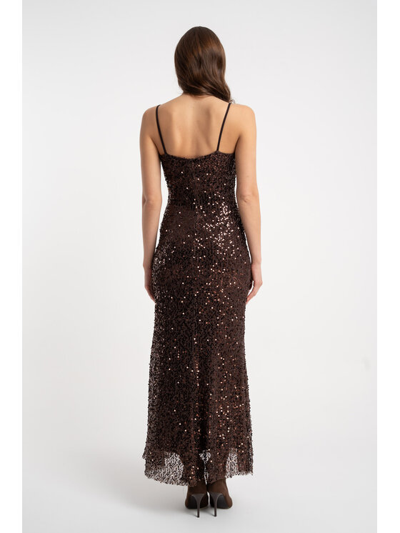 CLICK CLICK Φόρεμα βραδινό 60-6172 Καφέ Slim Fit