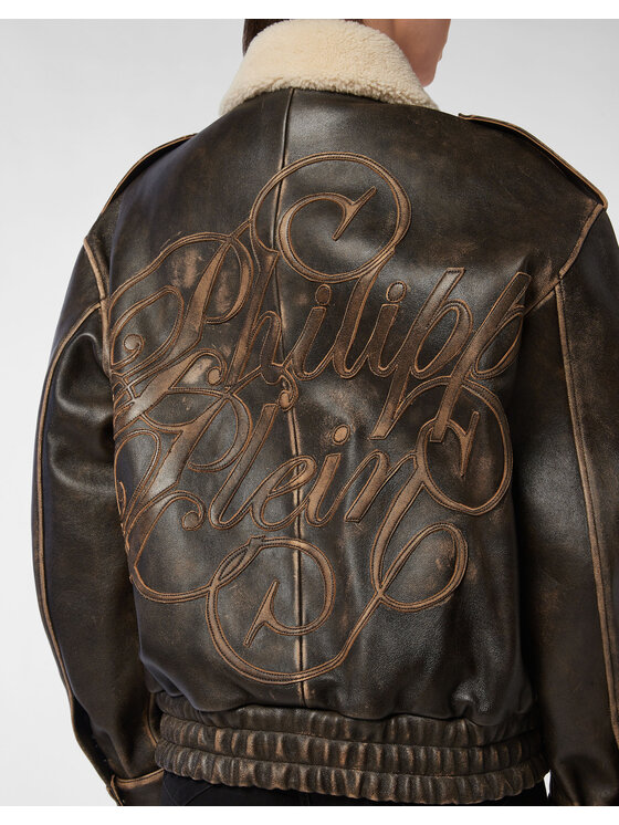 PHILIPP PLEIN PHILIPP PLEIN Kurtka skórzana 27263 Brązowy