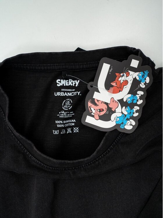 Smerfy Smerfy T-Shirt Szeroka luźna Acid 121523 Czarny Oversize