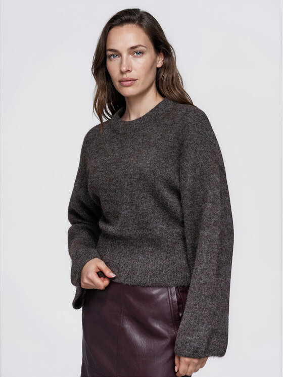 Ombre Ombre Sweter OW-SW-E0062 Brązowy Relaxed Fit