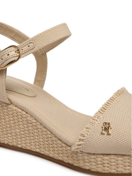 Tommy Hilfiger Tommy Hilfiger Sandály Mid Woven Wedge Espad Fringe FW0FW09470 Béžová