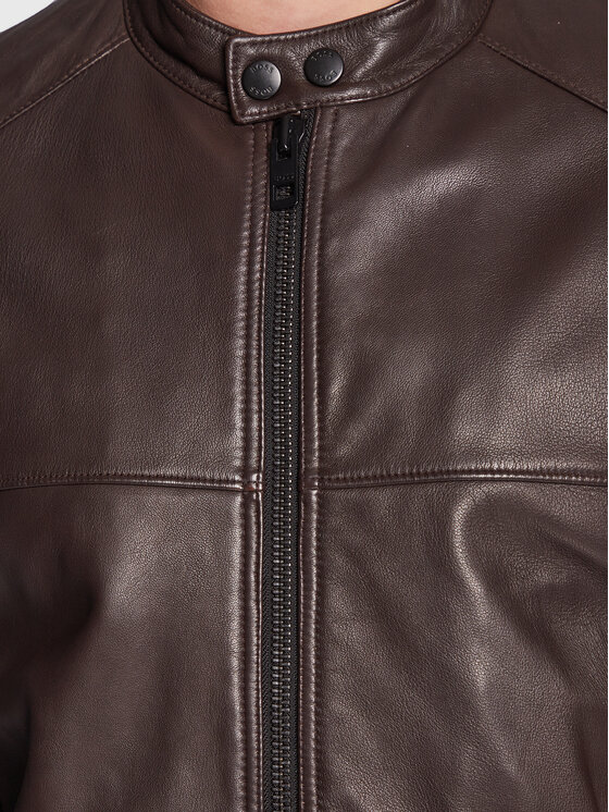 Giacca di pelle Joset 50477258 Marrone Slim Fit