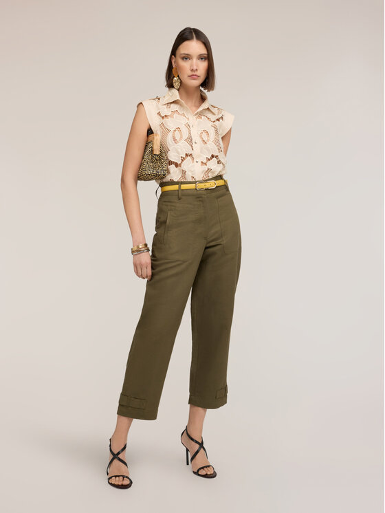 Motivi Motivi Pantaloni di tessuto P02JQ004645N035 Verde Cropp Fit