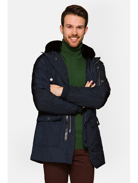Lancerto Lancerto Parka Sigurd Granatowy Regular Fit