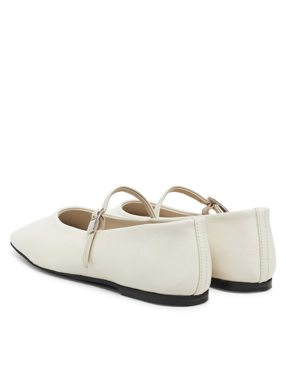 Calvin Klein Calvin Klein Ballerine Ballerina New Buckle - Lth HW0HW02483 Écru