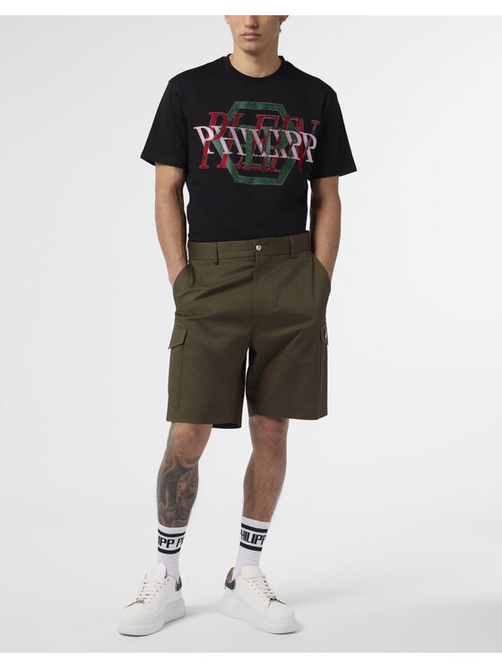 PHILIPP PLEIN PHILIPP PLEIN Szorty materiałowe 29928 Zielony Regular Fit