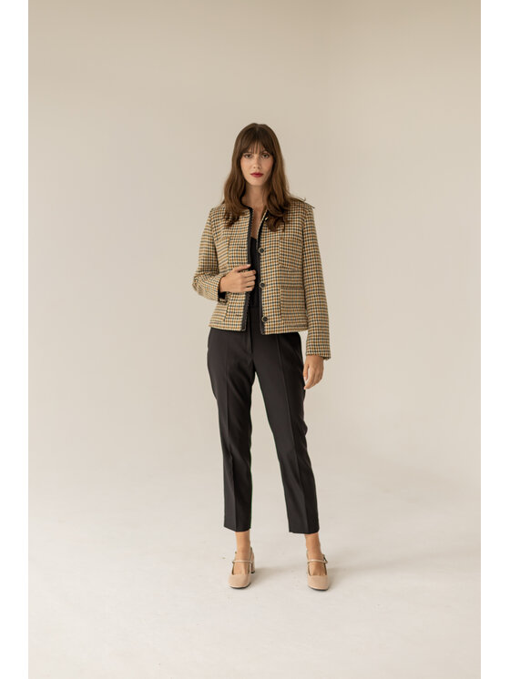 Entelier Entelier Marynarka chanelka Brązowy Regular Fit