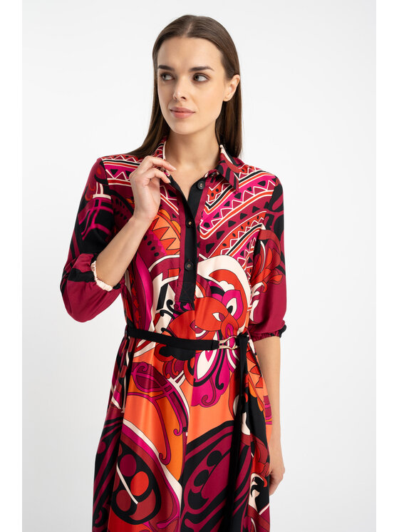 CLICK CLICK Φόρεμα καθημερινό 60-6151 Κόκκινο Regular Fit