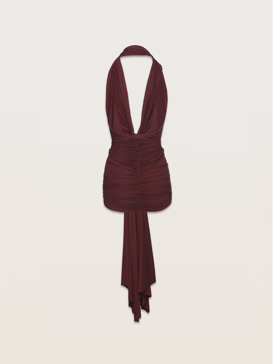 La Mania La Mania Sukienka koktajlowa ROUX Bordowy Classic Fit