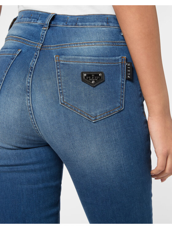 PHILIPP PLEIN PHILIPP PLEIN Jegginsy 313 Niebieski Jegging Fit