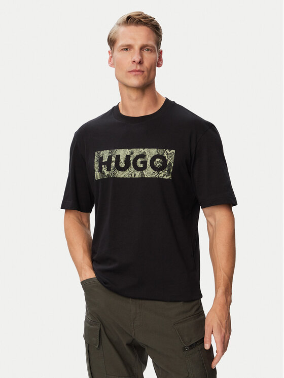 HUGO Tricou Nerpient 50566041 Negru Regular Fit
