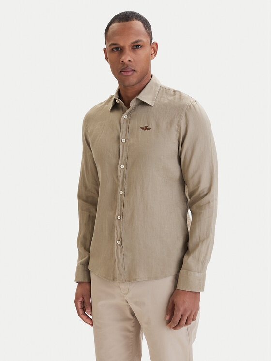 Aeronautica Militare Aeronautica Militare Camicia 261CA1321UCT03089 Beige Regular Fit