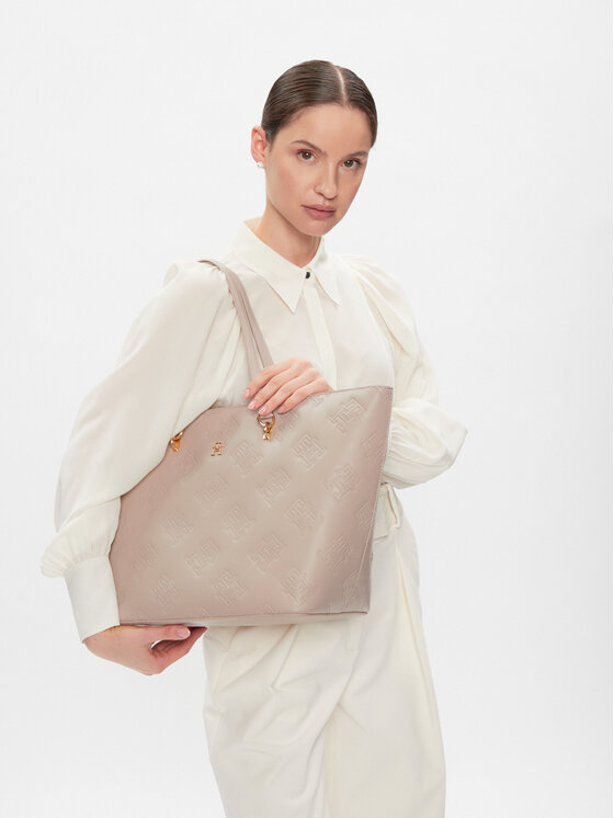 Tommy Hilfiger Tommy Hilfiger Käekott Th Refined Tote Mono AW0AW15726 Beež