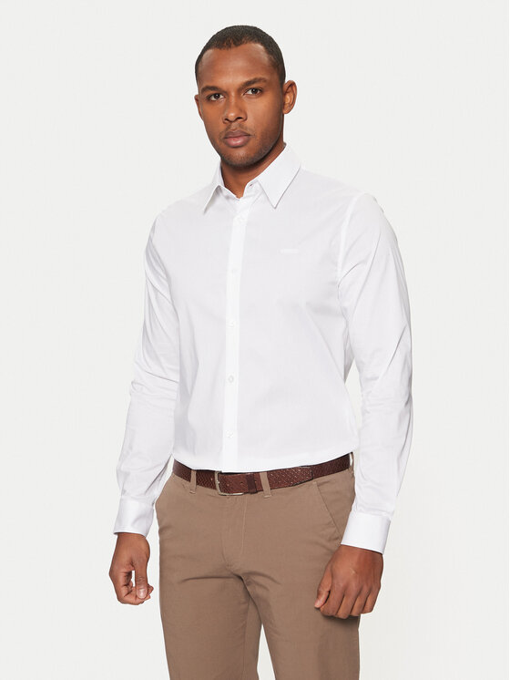 Guess Guess Cămașă Sunset M1YH20 W7ZK1 Alb Slim Fit