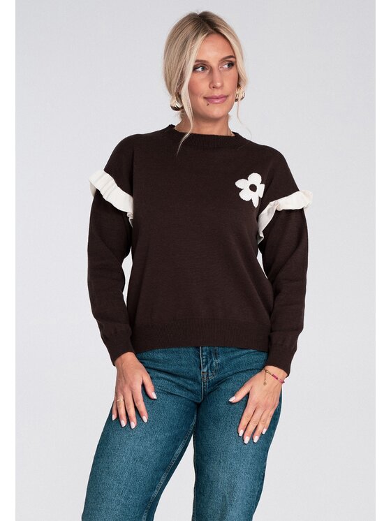 FIGL FIGL Svetr M1242 Hnědá Regular Fit