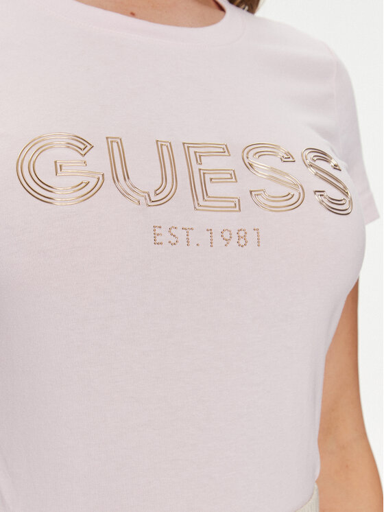 Guess Guess T-Shirt Bold W4RI29 J1314 Różowy Slim Fit