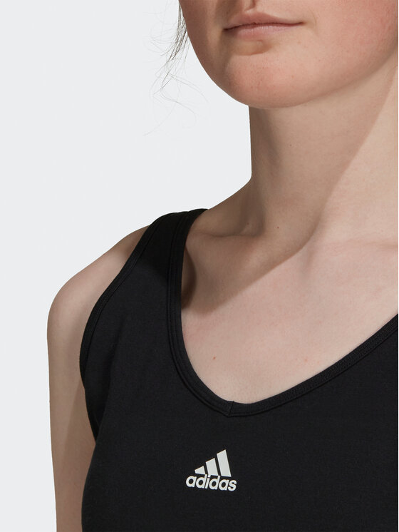 adidas adidas Funkční tričko Essentials 3-Stripes Crop Top With Removable Pads GS1343 Černá