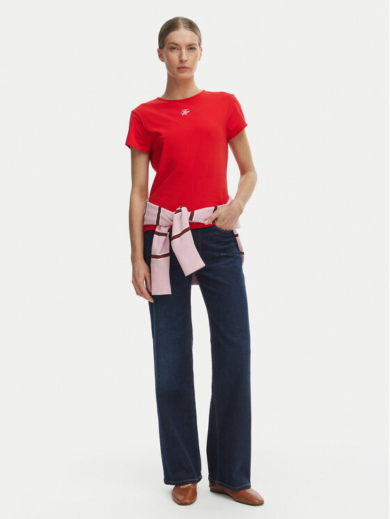 Tommy Hilfiger Tommy Hilfiger Majica WW0WW48710 Oranžna Slim Fit