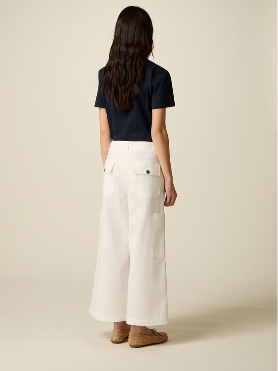 Oltre Oltre Pantaloni di tessuto P744R008878N011 Bianco Baggy Fit