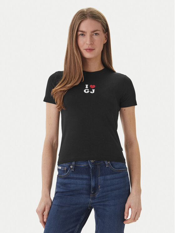 Guess Jeans Tricou W6GIB1 J1314 Negru Slim Fit