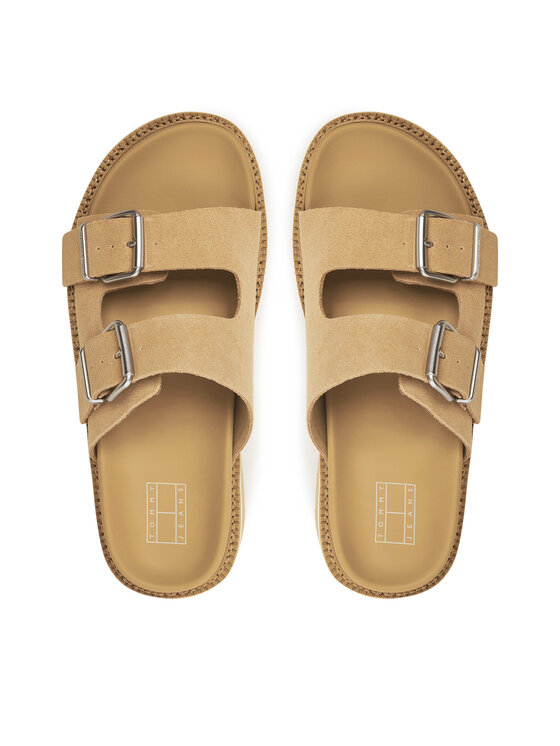 Tommy Jeans Tommy Jeans Natikači Tjw Double Strap Sandal Suede EN0EN02797 Rjava