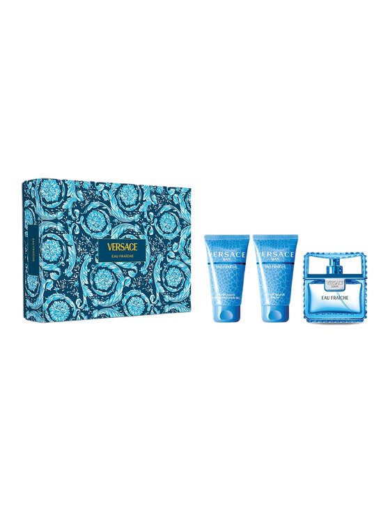 Zestaw zapachowy Versace, Man Eau Fraiche zestaw woda toaletowa spray 50ml + żel pod prysznic 50ml + balsam po goleniu 50ml