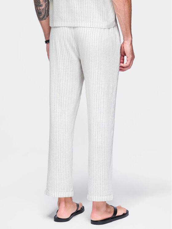 Ombre Ombre Spodnie materiałowe OM-PACP-0311 Biały Regular Fit