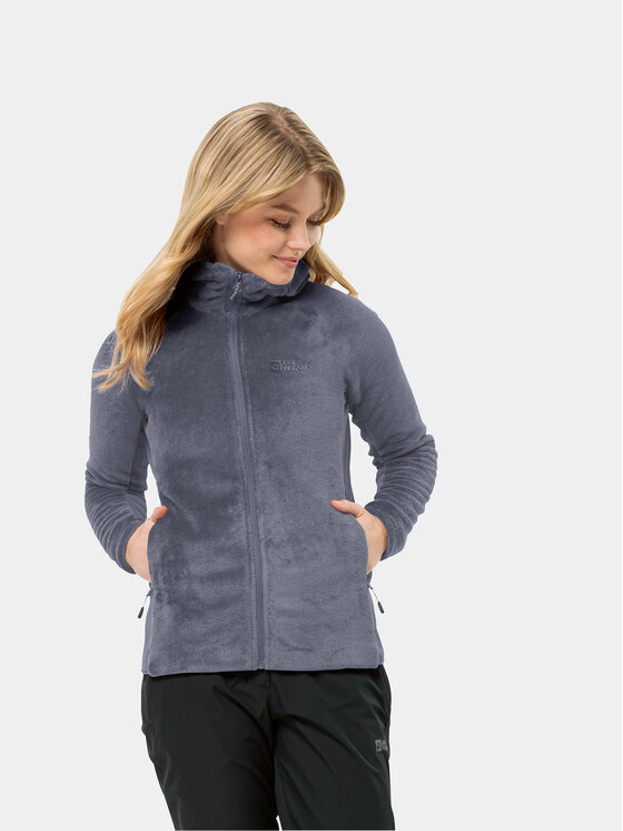Jack Wolfskin Fleecová mikina Rotwand Hooded Fz 1710742 Tmavomodrá Regular Fit