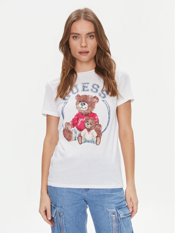 Guess Guess Tricou W4RI86 K9SN1 Alb Regular Fit