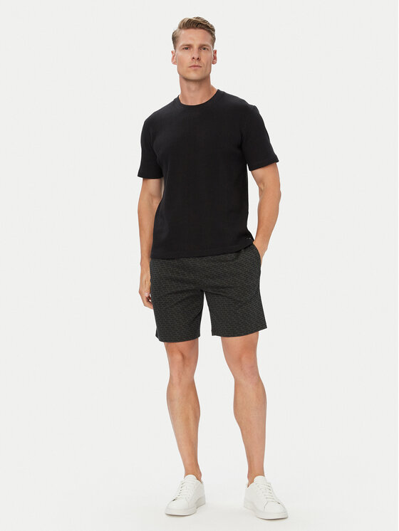 BOSS BOSS Póló Structure 50540567 Fekete Regular Fit