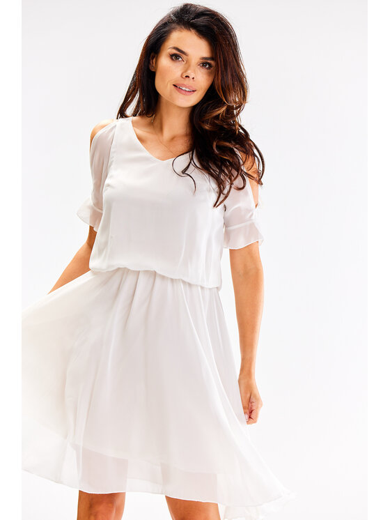 Awama Awama Sukienka letnia A656 Biały Basic Fit