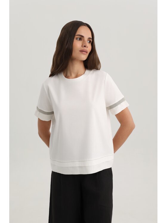Deni Cler Milano Deni Cler Milano T-Shirt T-DC-T213-F2-10-11-1 Biały Regular Fit