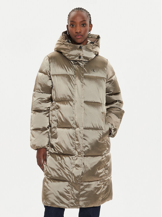 Calvin Klein Jeans Calvin Klein Jeans Giubbotto invernale Shiny Monologo J20J224617 Grigio Regular Fit
