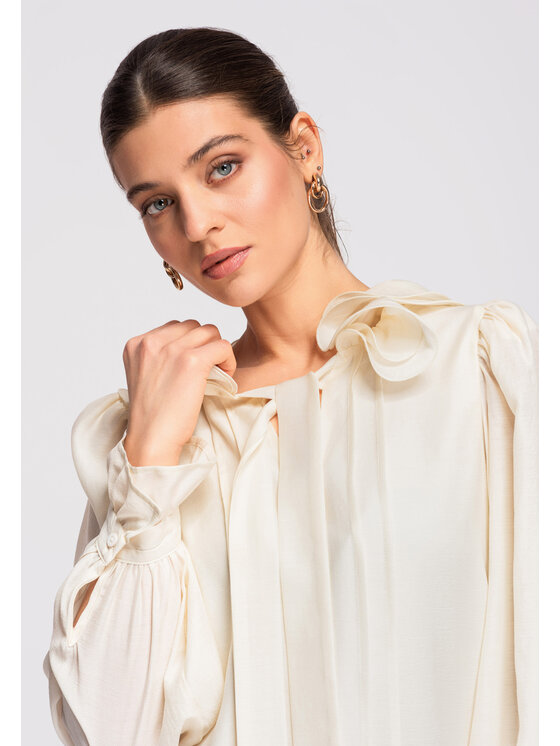 Ombre Ombre Bluzka OW-TS-E0031 Beżowy Loose Fit