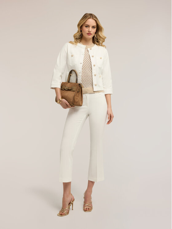 Motivi Motivi Pantaloni di tessuto P710Q004495N011 Bianco Flare Fit